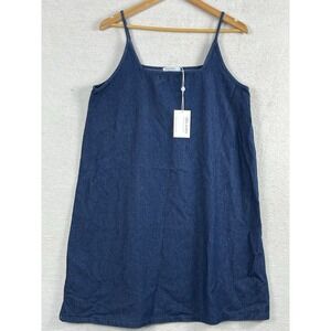 LA Relaxed Denim Slip Dress Blue Spaghetti Strap Tank NWT Size Large MSRP $70